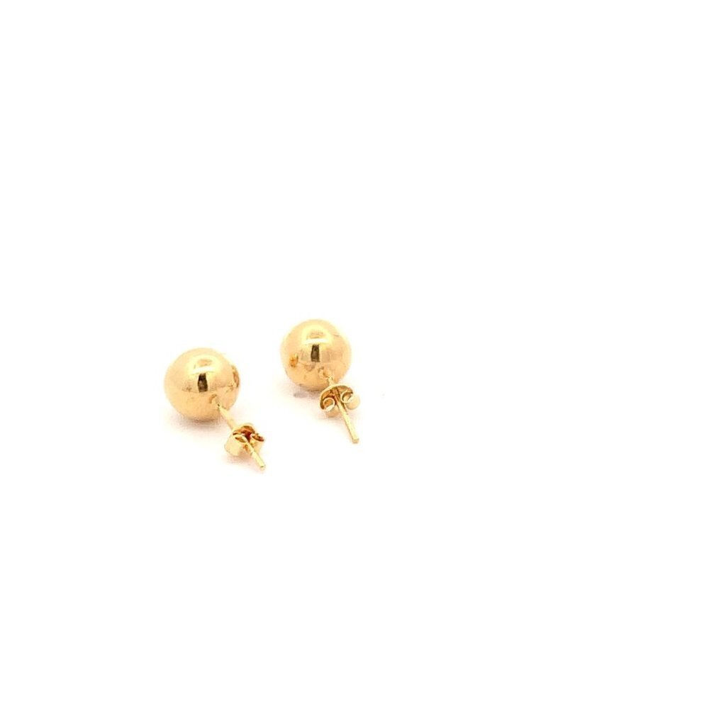 18K Yellow Gold Earrings Stud Ball Polished 1.30 grams